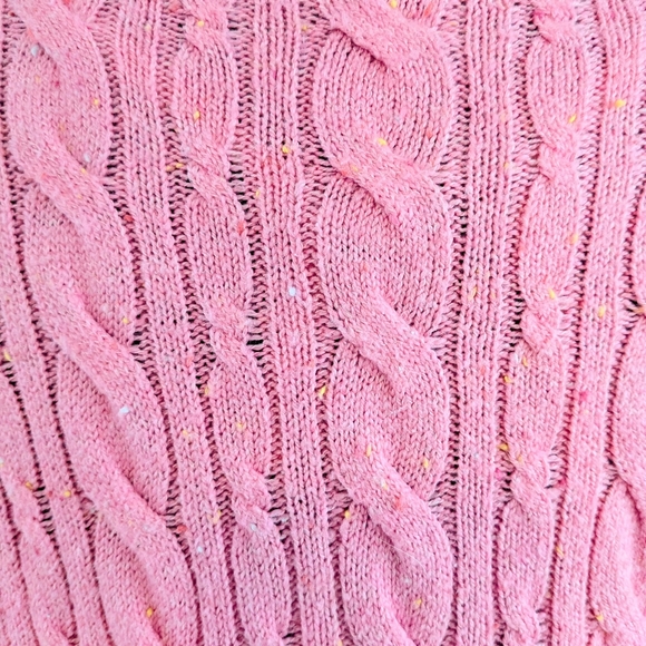 Talbots Pink Cable-Knit Crew Sweater sz XLP - Picture 7 of 12